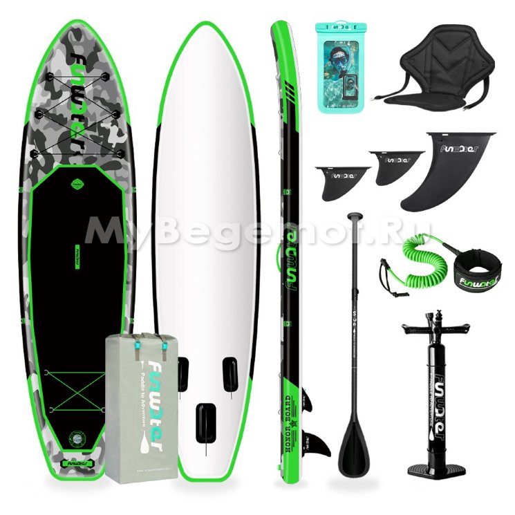 Доска SUP board FUNWATER HONOR 11 GREEN (Весло каяк)